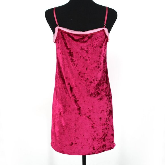 Marc Jacobs Bright Pink Velour Slip Mini Dress Silk Trim Sleeveless 2 XS NEW - Picture 5 of 8